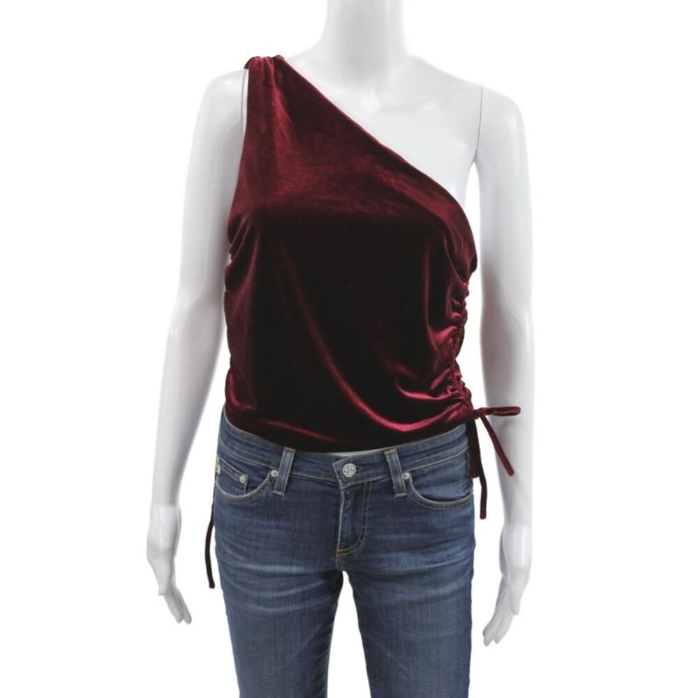 Amanda Uprichard Women One Shoulder Sleeveless Pink Butterfly Blouse Size M